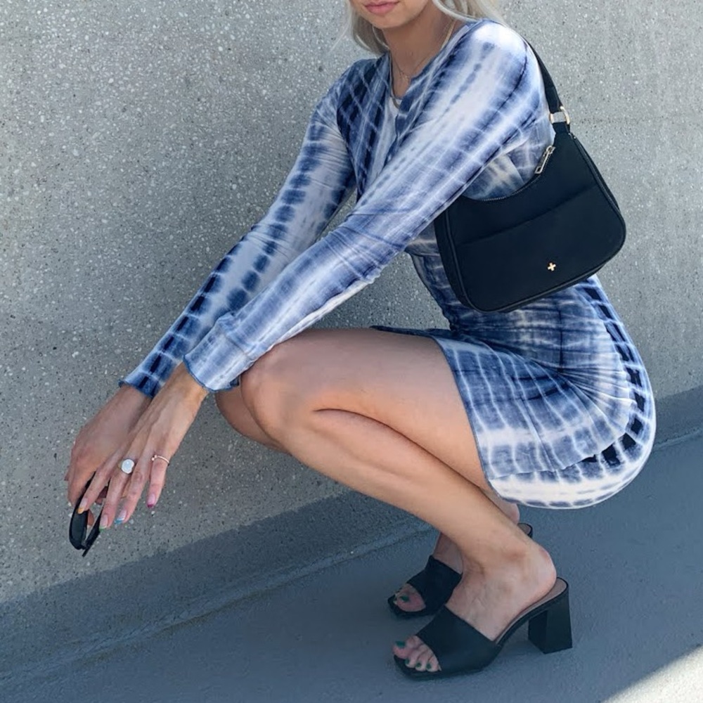 Blue Tie-Dye Mini Dress